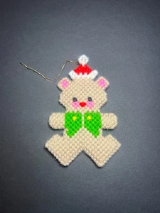 Vintage fertiger Teddybär mit Nadelspitze Christbaumschmuck 5 x 3,25 Zoll - Bild 1 von 3