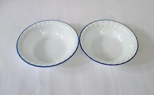 2Pc Corelle BLUE VELVET SWIRL Soup Cereal Salad Bowls 7 1/4" White Blue Rim - Picture 1 of 4