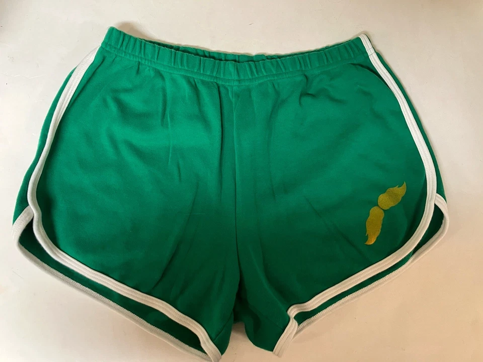 American Apparel Combed Cotton Classic Green Mustache Running Shorts Women XL  - Image 1 of 3