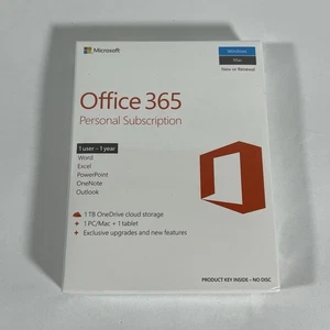 NEU Microsoft 365 Personal 1 Benutzer 1 Jahr Abonnement Product Key, Mac / Windows - Bild 1 von 9
