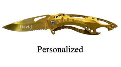 Cuchillo Plegable Mtech Usa Ballistic Oro Medio Dentado 3.75 Pulgadas *Personalizado* Foto 1 de 4