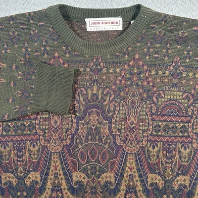 Suéter De Colección John Ashford Adulto M Fair Isle Mezcla de Lana Hecho en Italia Cuello Redondo Foto 1 de 4