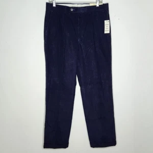 Pantalones de pana Lauren Ralph Lauren para hombre 32x32 azul marino plisados preppy nuevos con etiquetas - Imagen 1 de 9