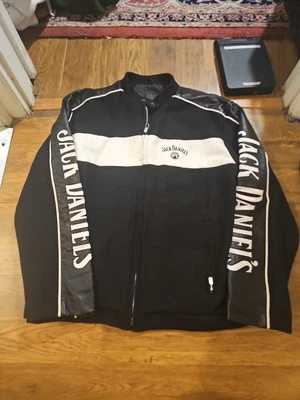 Jack Daniels Lana Cuero Mangas Bombardero Moto Chaqueta Adulto XL Negro Blanco Foto 1 de 4