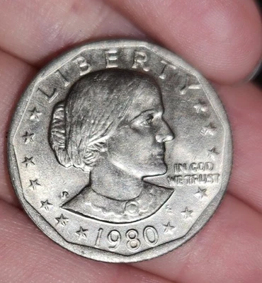 Moneda de un dólar Susan B Anthony 1980 llanta ancha rara Foto 1 de 2