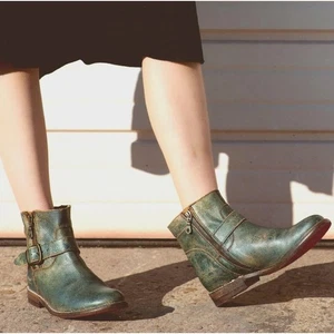Bed Stu Women's Becca Dark Teal Lux Leather Mason Ankle Boots, Size 6 - Picture 1 of 13