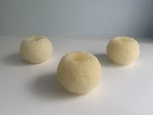 3 Wax Battery Candles - Wax Rose Design - Includes Batteries - Flicker Effect - Picture 1 of 8