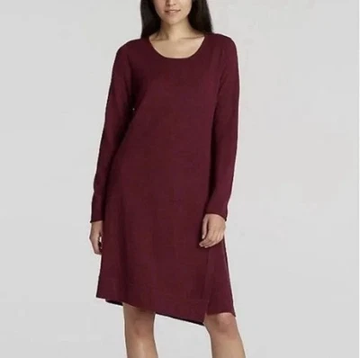 Vestido asimétrico de lana merino rojo borgoña pequeño Eileen Fisher para mujer Foto 1 de 4