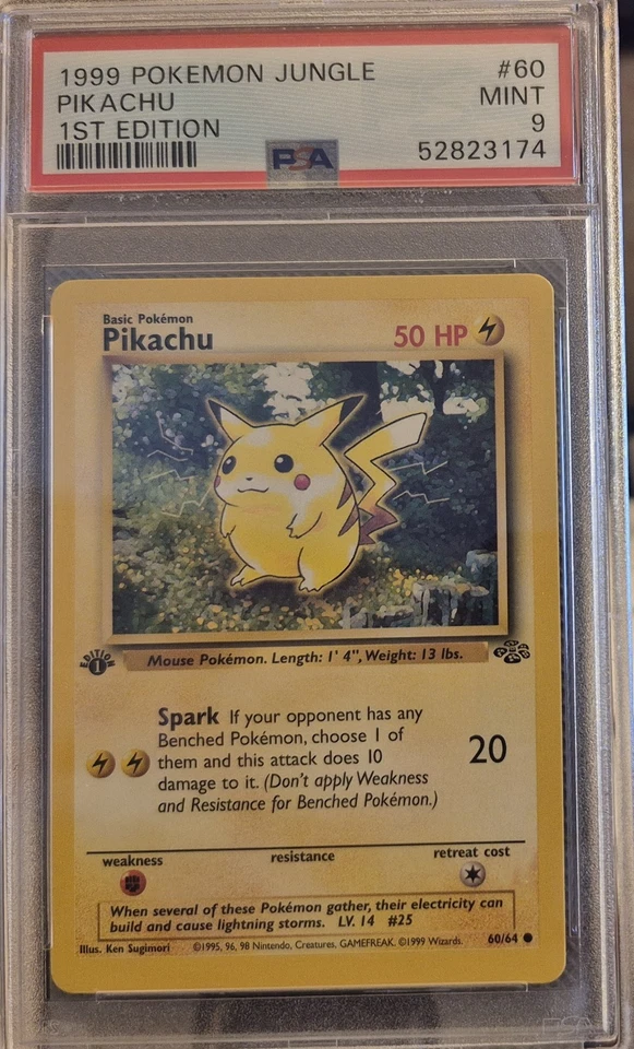 1999 English Pokemon 1st Edition JUNGLE PSA 9 Mint PIKACHU 60/64 - Image 1 of 2