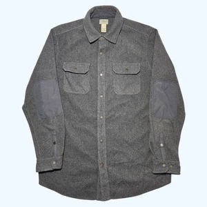 L.L. Bean Allagash Fleece Overshirt Jacket Shirt Gray Large Tall Button Up - Picture 1 of 5