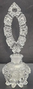 Vintage Art Deco Kristall verziert Glas Parfüm Flasche & Stopfen 7 cm hoch - Bild 1 von 5