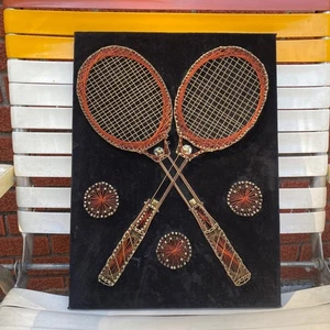 Vintage 70er Tennisschläger Draht Saitenkunst Wanddeko - Bild 1 von 4
