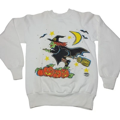Sudadera Calabaza Bruja Halloween Thunder Island De Colección Talla Pequeña Años 90 Foto 1 de 4