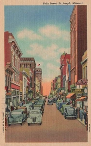 ST JOSEPH MO FERLIX STREET 1938 VINTAGE LINEN POSTCARD 091525 U - Picture 1 of 2
