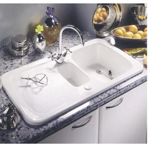 Astracast Ceramic Aquitaine 1.5 Bowl & Drainer In White, Complete With Waste Kit - Picture 1 of 8