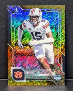 Bowman 2025 cromo U Keldric Faulk/50 brillo dorado #6 castaño rojizo casi nuevo - Imagen 1 de 3