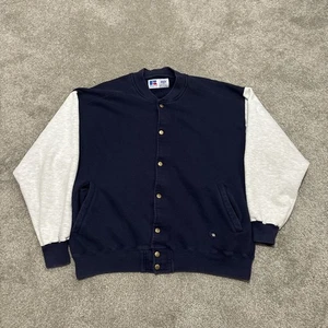 Vintage 90s Russell Athletic High Cotton Two Tone Varsity Button Snap Sweatshirt - Bild 1 von 5