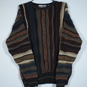 VTG 3D Knit Sweater Mens Size M Tundra Cosby Biggie Coogi Style Grandpacore - Picture 1 of 5