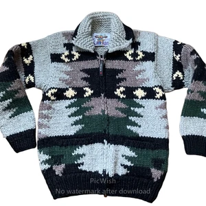 Maglione maglia lana Kanata Cowichan taglia L vintage dal Giappone - Foto 1 di 4