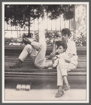 Friends smoking cig Handsome men affectionate couple Loving Hugs photo Gay Int - Image 1 of 3