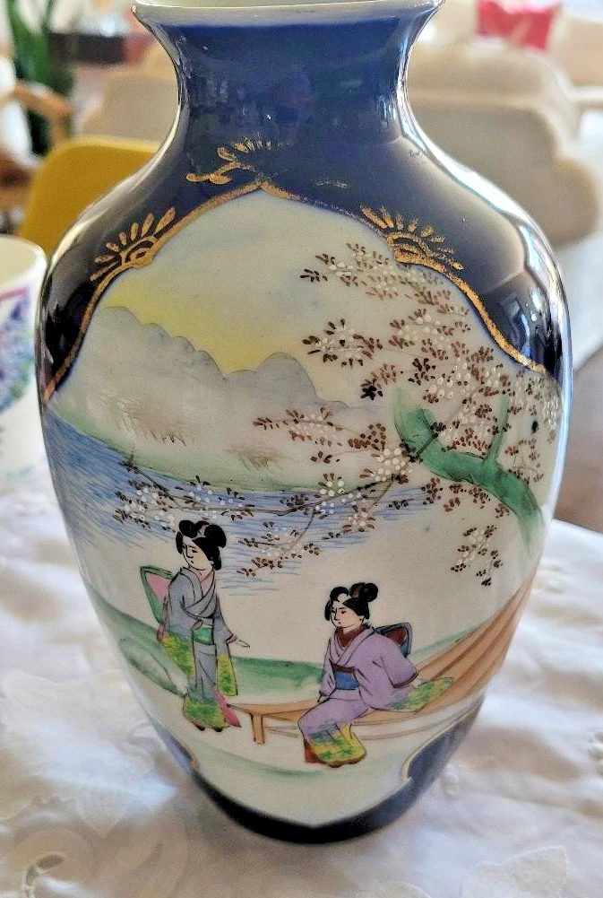 艺妓花瓶日本古董花瓶| eBay