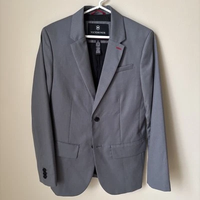 Blazer Victorinox Swiss Army Dos Botones Hombres 38 Gris Medio Mezcla Lana Viaje Foto 1 de 4