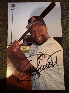 KIRBY PUCKETT AUTOGRAPHED TEAM POST CARD BOLD BLACK AUTO MINNESOTA TWINS HOF - Picture 1 of 2