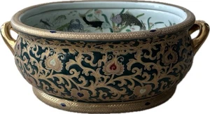 Vintage chinesische handbemalte Porzellan Fuß Bad Übertopf Jardiniere 18”x14”x8” - Bild 1 von 13