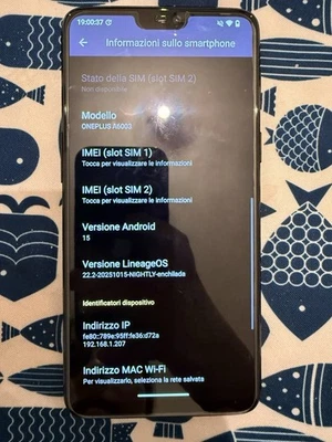 smartphone Oneplus 6 - 8 Gb Ram 128 GB Rom - Lineage OS Android 15 - Immagine 1 di 4