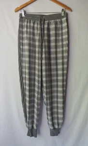 Chaser 100% Seide Kordelzug Jogginghose Hose weiß grau schwarz kariert gefüttert M - Bild 1 von 5