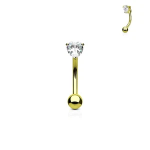 Piercing Eyebrow Arch Gold Plated Zircon Heart White - Imagen 1 de 1