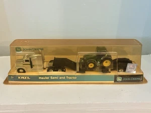John Deere 1:64 Silver Hauler Semi Set with Truck Trailer & Farm Tractor - Picture 1 of 9