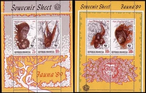 Indonesia WWF Orangutan Two MSs 1989 MNH SG#MS1924 MI#Block67 - Picture 1 of 1