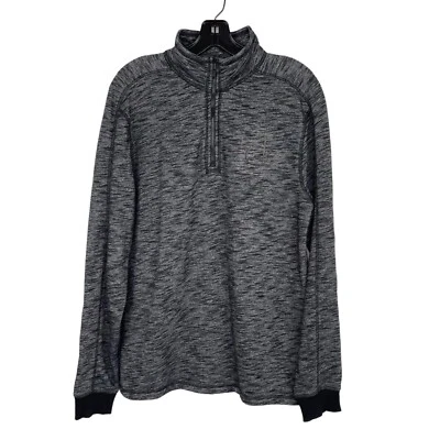 Calvin Klein Jeans Grey Black Mock Neck Quarter Zip Pullover Sweater Logo Mens M - Image 1 of 4