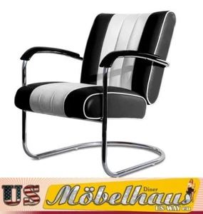 LC-01 Black/W Bel Air Möbel Swingstuhl Diner Wohnzimmer Sessel Relaxsessel USA - Bild 1 von 6