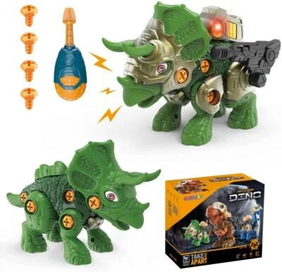 GILOBABY TRICERATOPS NEHMEN TEIL ZUM SELBERMACHEN 2-IN-1 DINOSAURIER SPIELZEUG MIT LED LICHT & SOUND 3+