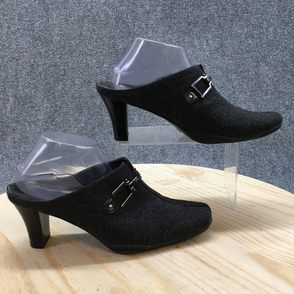 Aerosoles Sandals Womens 10 M Cinsitive Mules Black Fabric Casual Heeled Slip On - Image 1 of 4