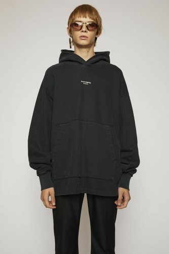 Felpa con cappuccio Acne Studios FN MN SWEA0078 nera con logo inverso taglia XL $430