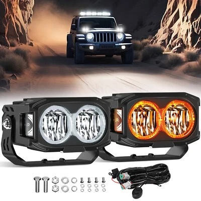 Luces LED de cápsula de 4 pulgadas 2 piezas haz de inundación RGB DRL para camiones todoterreno 4x4 SUV ATV SXS Foto 1 de 4
