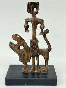 Authentische Aharon Bezalel brutalistische moderne MCM Holzskulptur israelischer Künstleranhänger - Bild 1 von 12