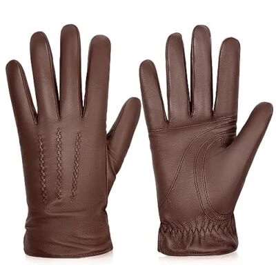 Guantes de invierno de piel de oveja genuina para hombre, pantalla táctil mensajes de texto cálidos Top Foto 1 de 4