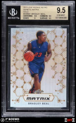 POP 1: Bradley Beal BGS 9.5: 2013 Hoja Novato Retro Matriz Genética Gold Gisto/5 Foto 1 de 3