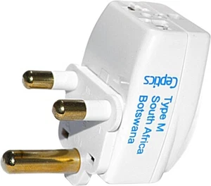 Enchufe adaptador de viaje Ceptics 3 toma tipo M para Sudáfrica - Imagen 1 de 4