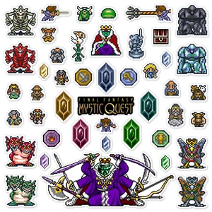 Final Fantasy Mystic Quest Aufkleber Super Nintendo SNES Pixel 45 Sticker Pack - Bild 1 von 2