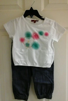 7 For All Man Kind 套装 婴儿 女孩 尺寸 12 个月 2 件套 裤装,全新带标签 79 美元 — 第 1/4 张图片