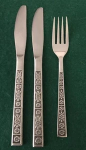3 Pc SERTA Imperial International Floral Stainless Korea 2 Knives & 1 Salad Fork - Picture 1 of 4