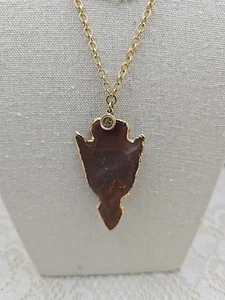 Anthropologie Jewelry DARA ETTINGER AGATE -GOLD PLATED ARROWHEAD- NECKLACE - Picture 1 of 8