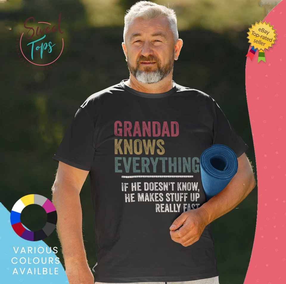 Camiseta Hombre Manga Corta Grandad Knows Everything | Regalo | Cumpleaños Foto 1 de 2