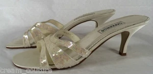 Caparros Baylie Ivory Silk & Sequin Slide Evening / Bridal Sandals Size 9 NEW 69 - Picture 1 of 12