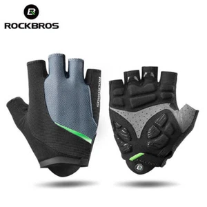 ROCKBROS Cycling Gloves Nonslip Half Finger Gloves Thickened SBR Palm Breathable - Picture 1 of 6